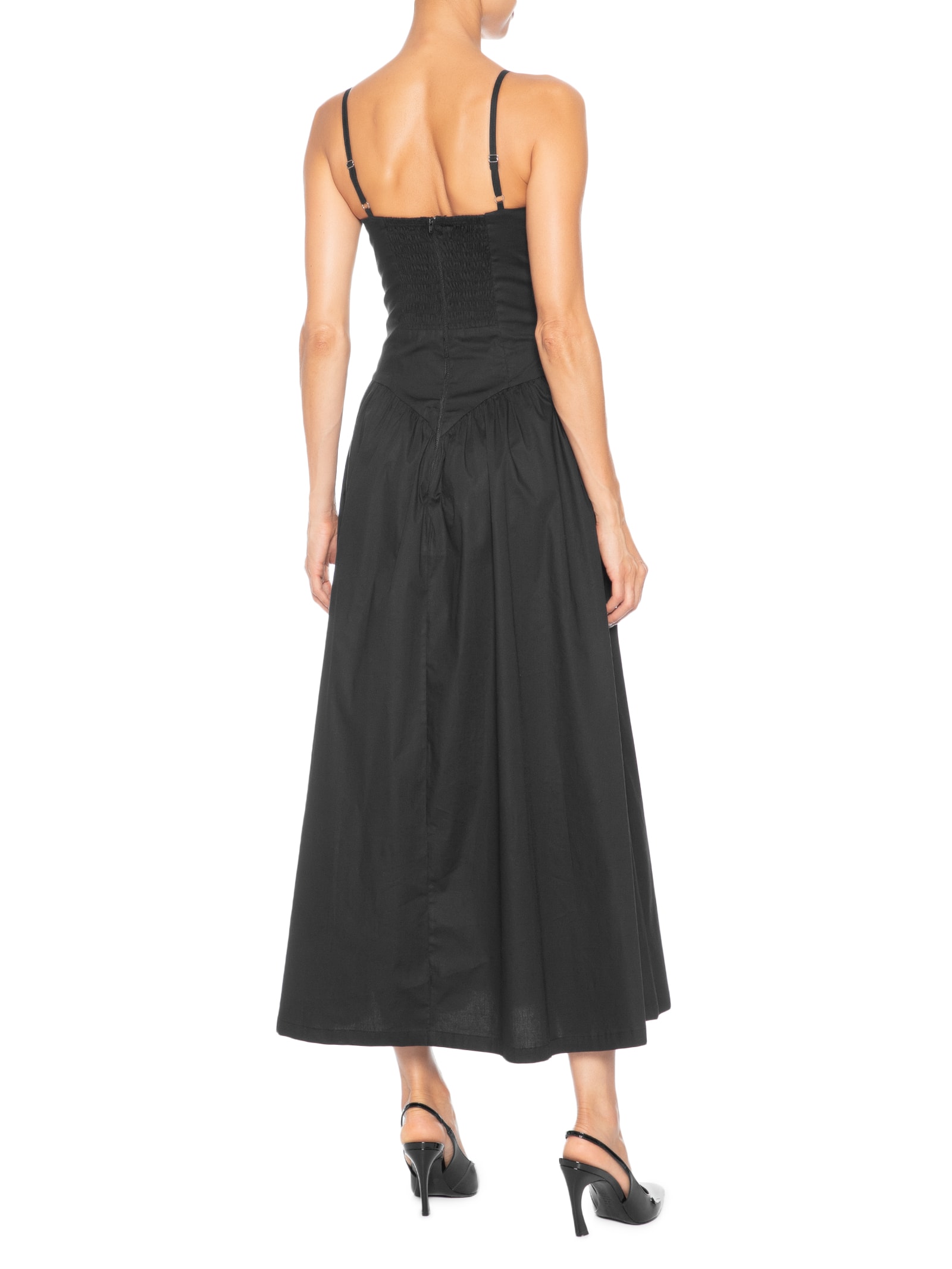 Vestido Midi Com Fenda Lateral Preto '2Essential