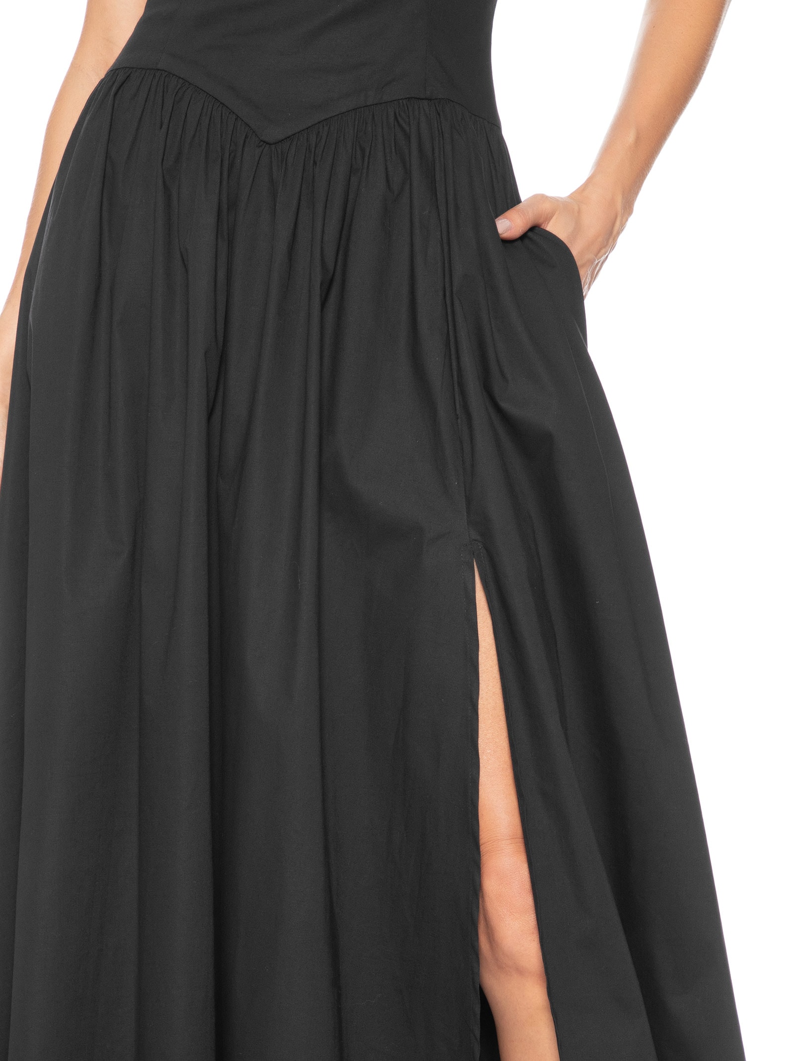 Vestido Midi Com Fenda Lateral Preto '2Essential