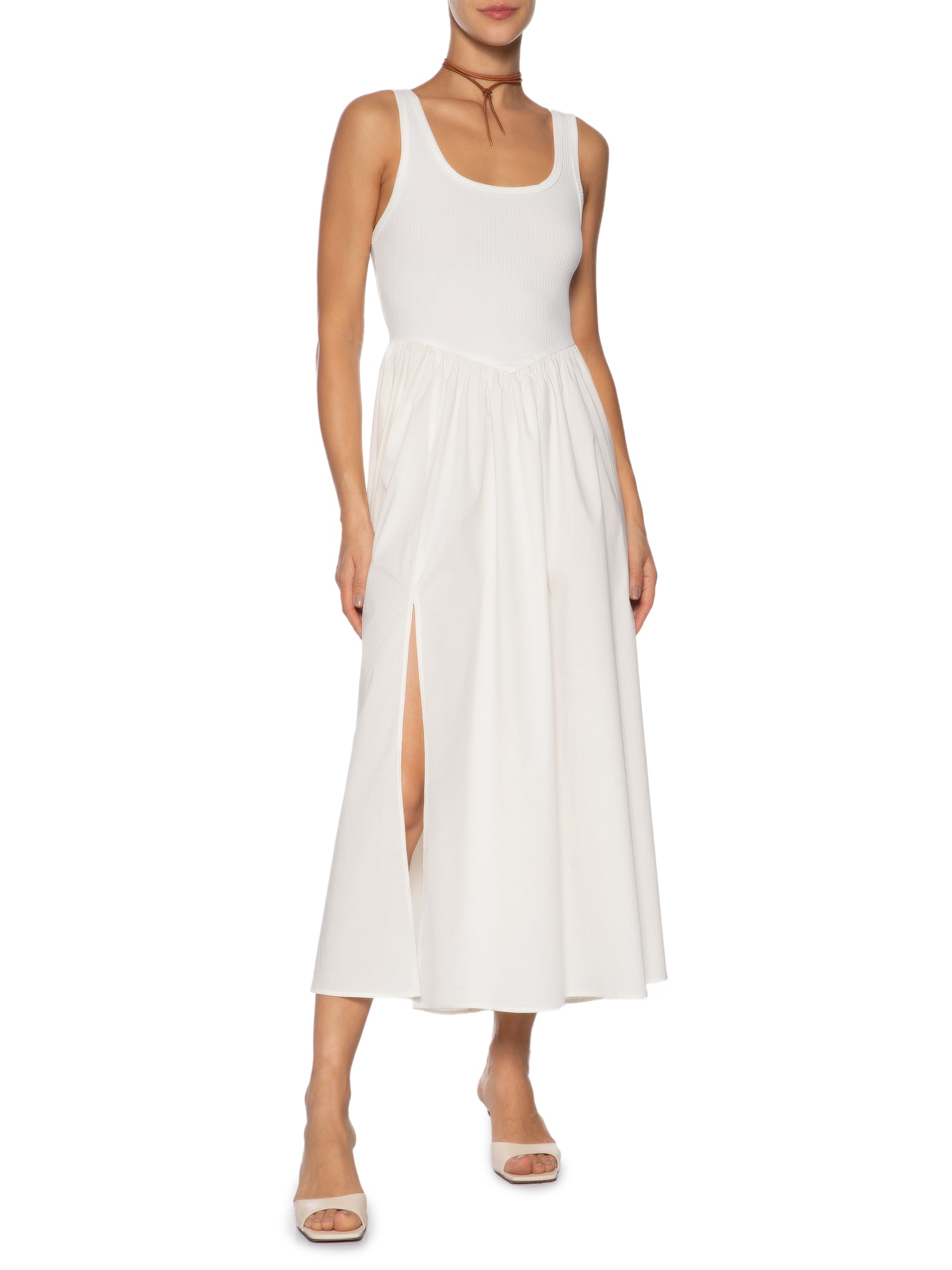 Vestido Midi Com Fenda Off White '2Essential