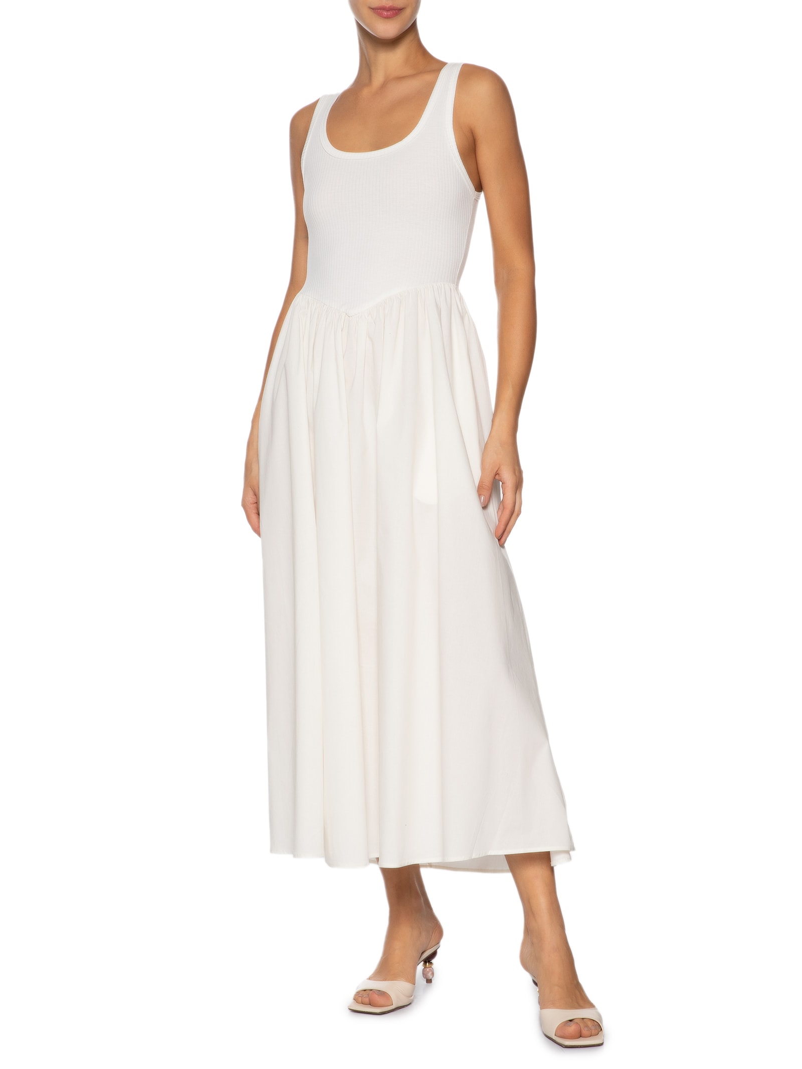 Vestido Midi Com Fenda Off White '2Essential