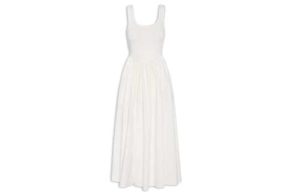 Vestido Midi Com Fenda - Off White