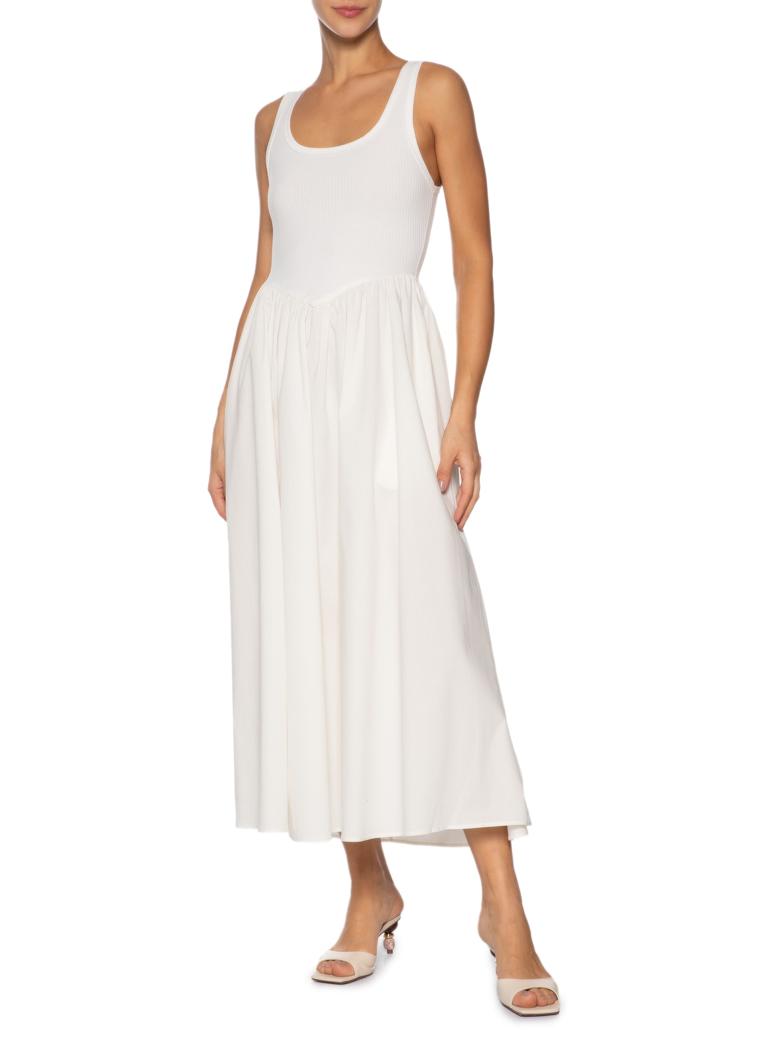 Vestido Midi Com Fenda Off White '2Essential