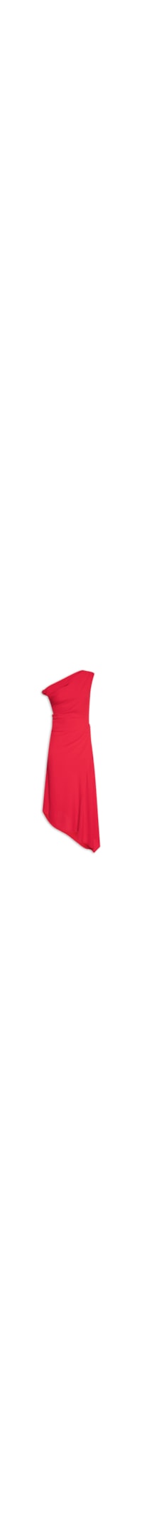 Vestido Midi Com Franzido - Vermelho