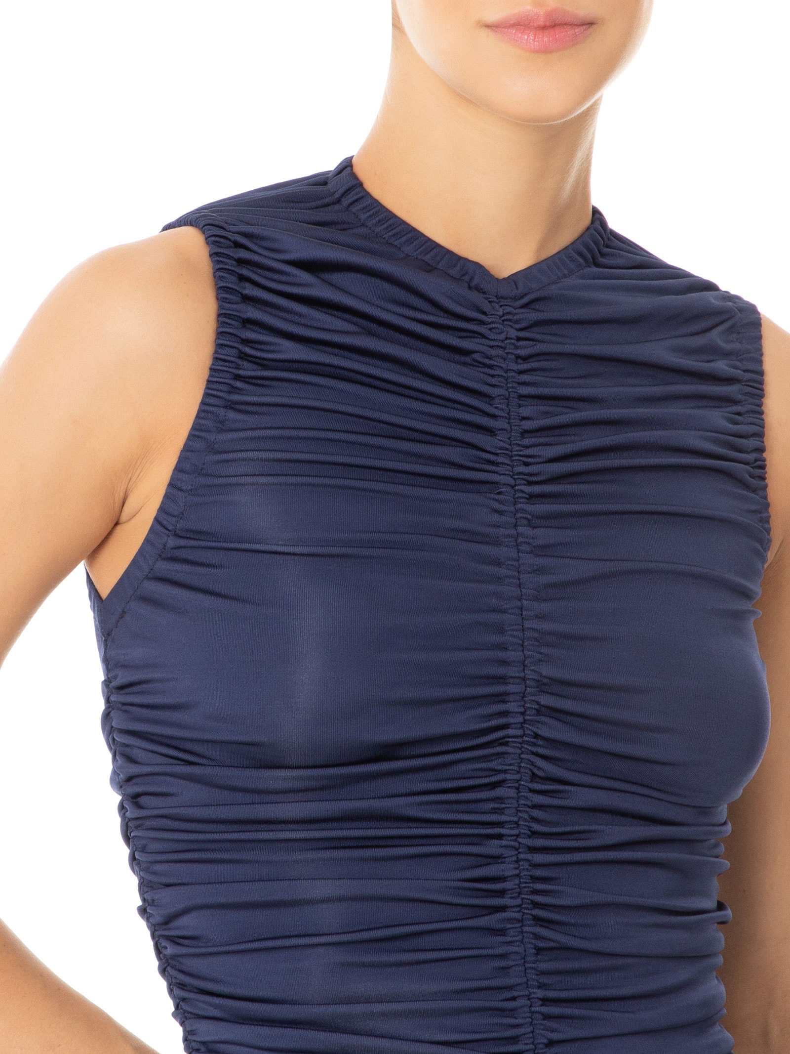 Vestido Midi Com Franzidos Azul '2Essential