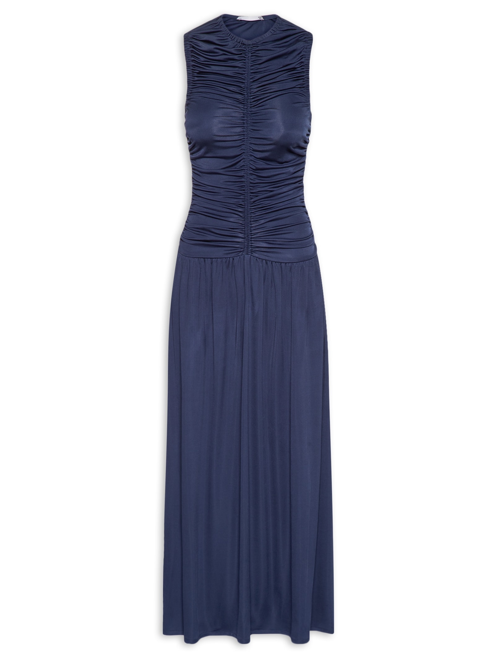 Vestido Midi Com Franzidos Azul '2Essential