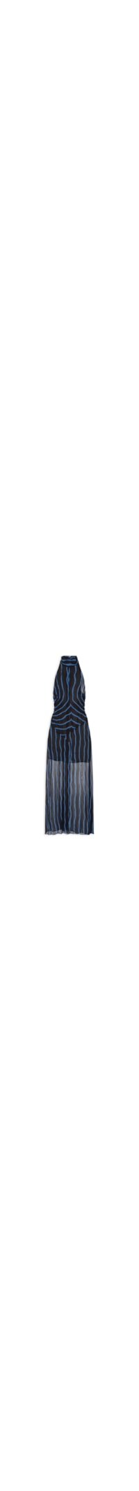 Vestido Midi Com Gola Alta Estampado - Preto