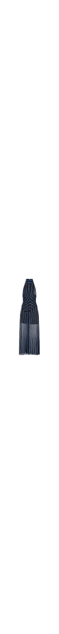 Vestido Midi Com Gola Alta Estampado - Preto