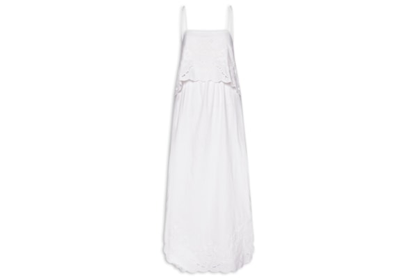 Vestido Midi Com Linho Com Top Bordado - Branco