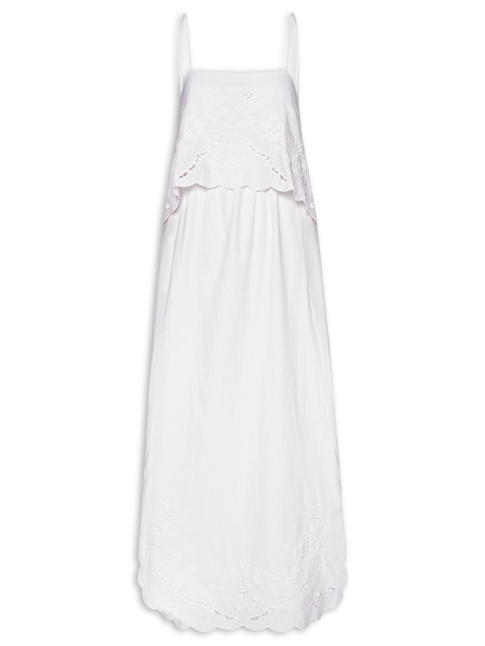 Vestido Midi Com Linho Com Top Bordado Branco Animale