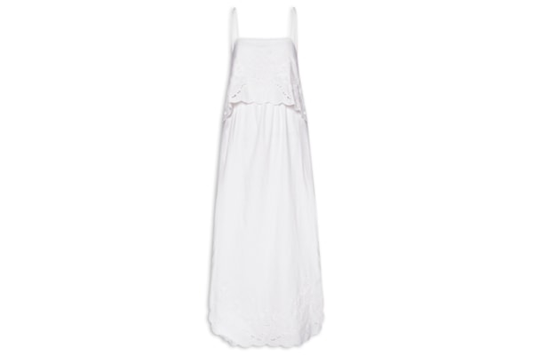 Vestido Midi Com Linho Com Top Bordado - Branco