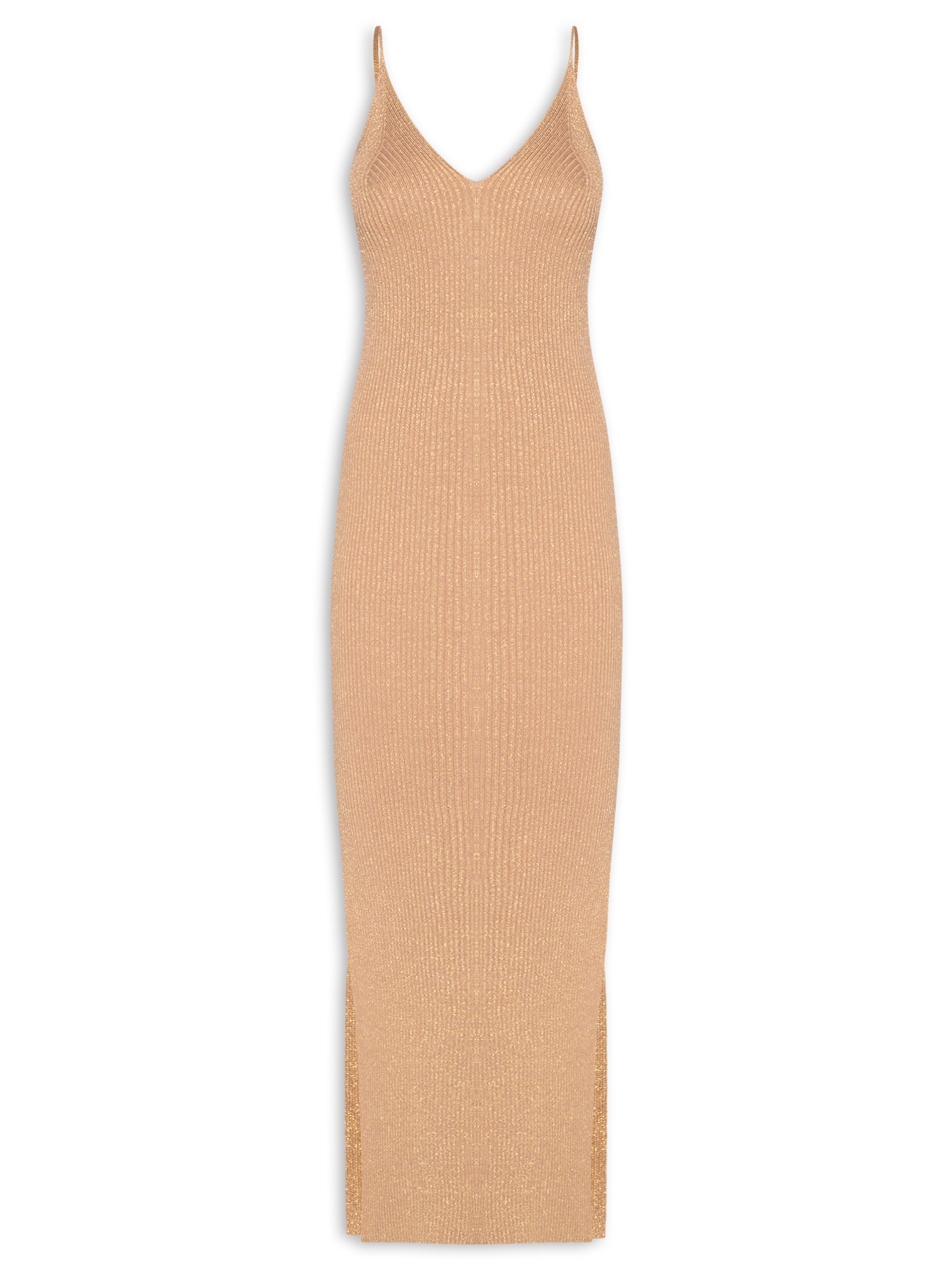 Vestido Midi Com Luréx Bege Market 33