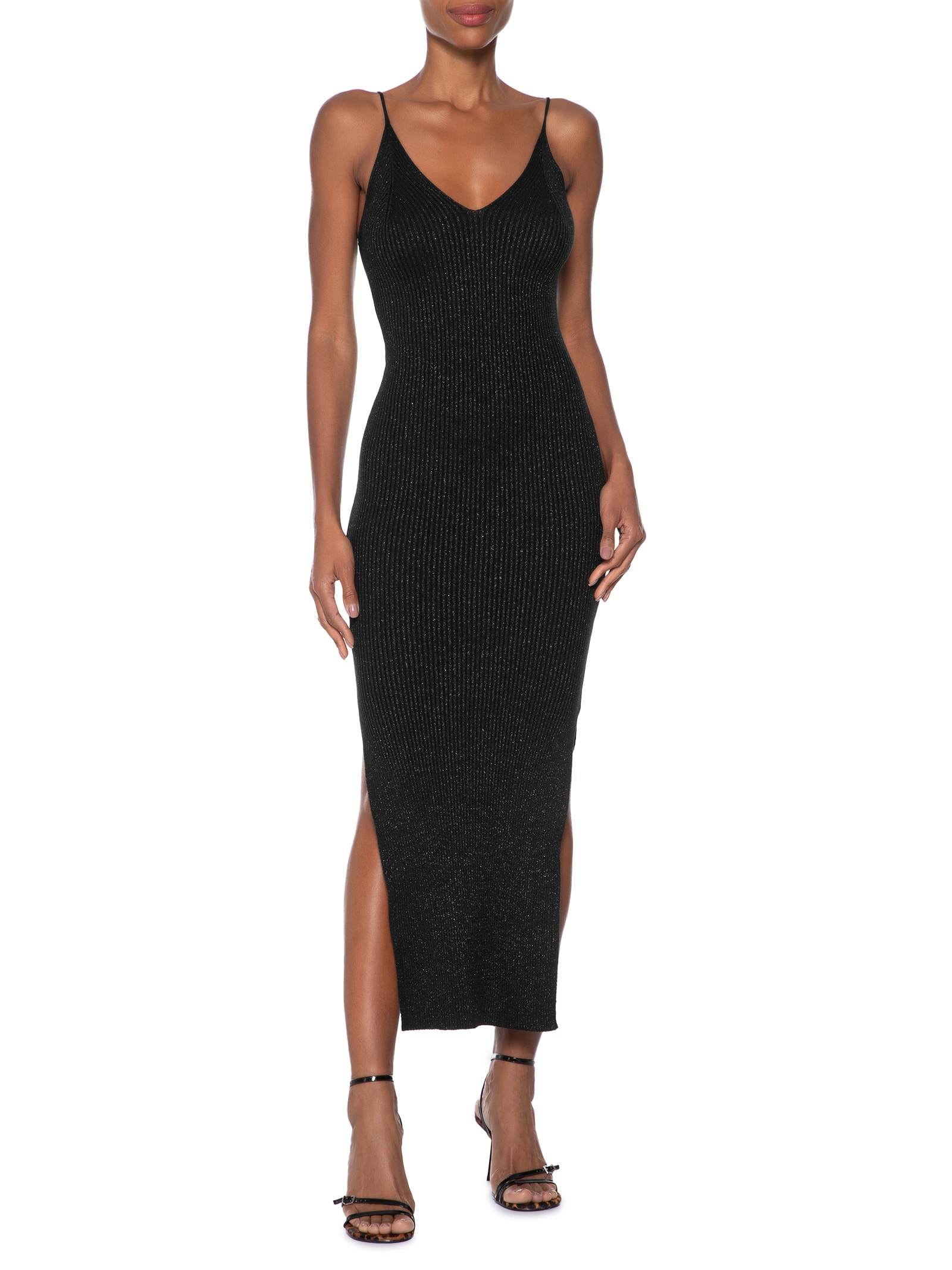 Vestido Midi Com Luréx Preto Market 33