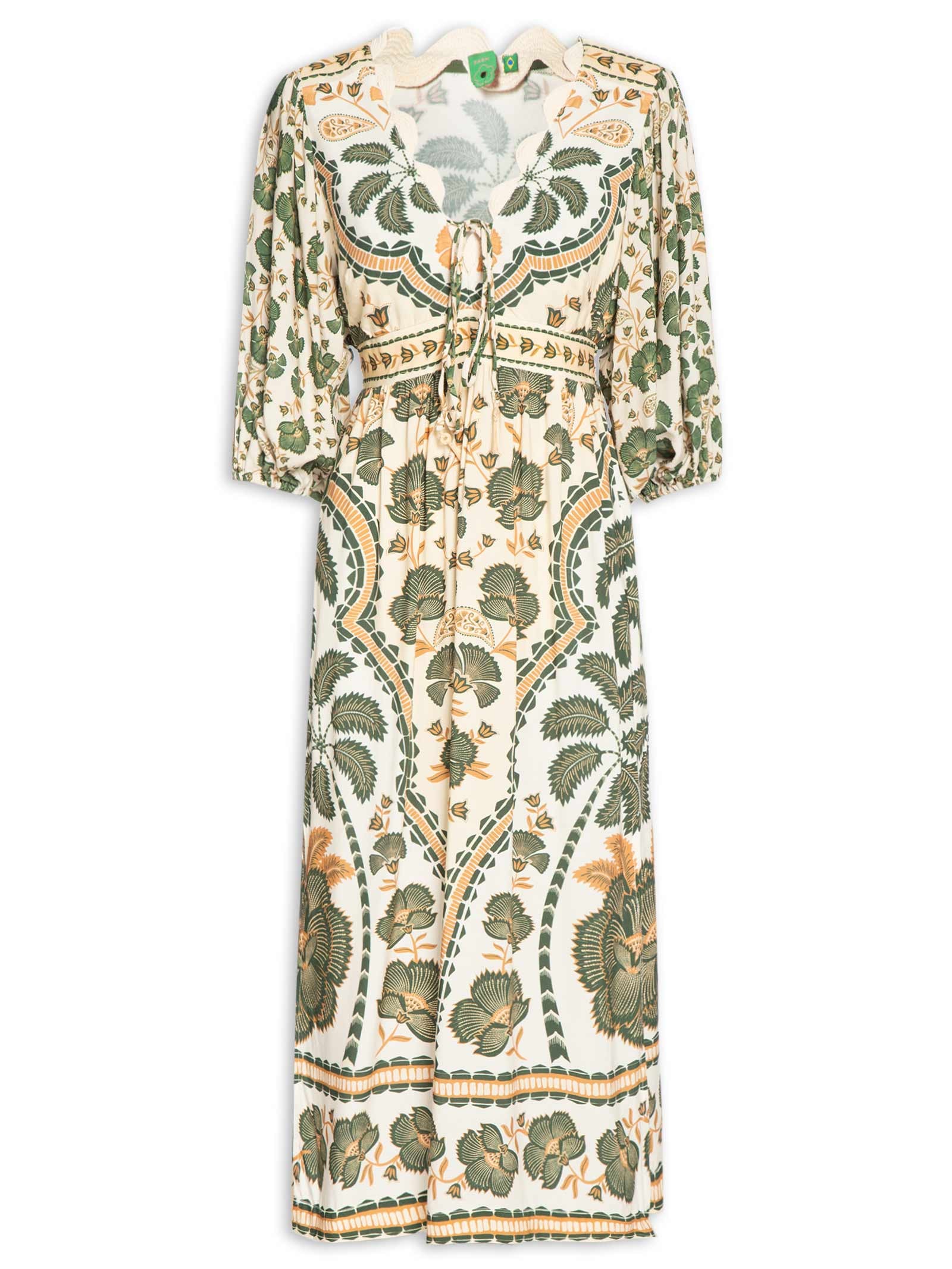 Vestido Midi Com Manga Riad Verde Farm