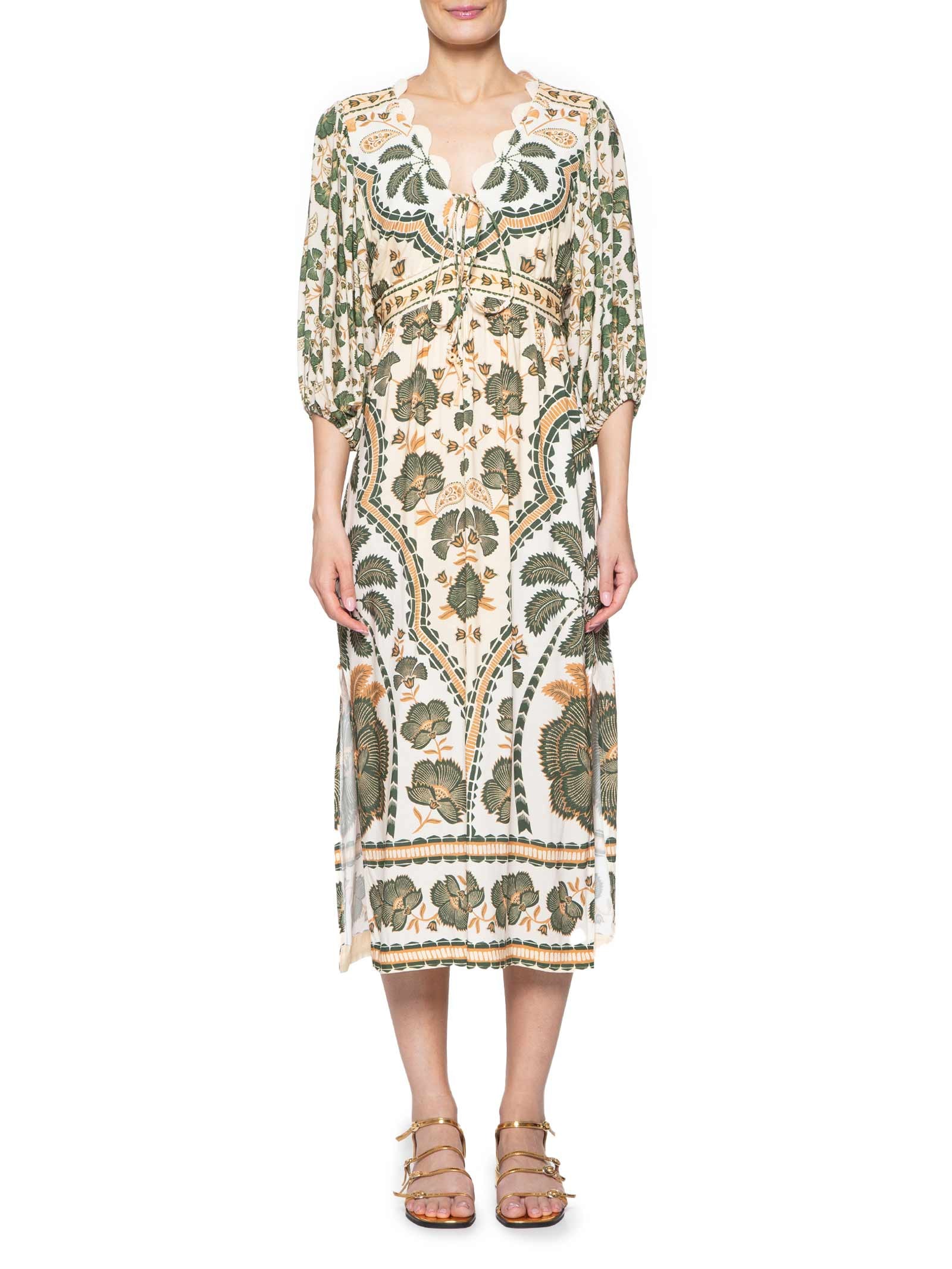 Vestido Midi Com Manga Riad Verde Farm