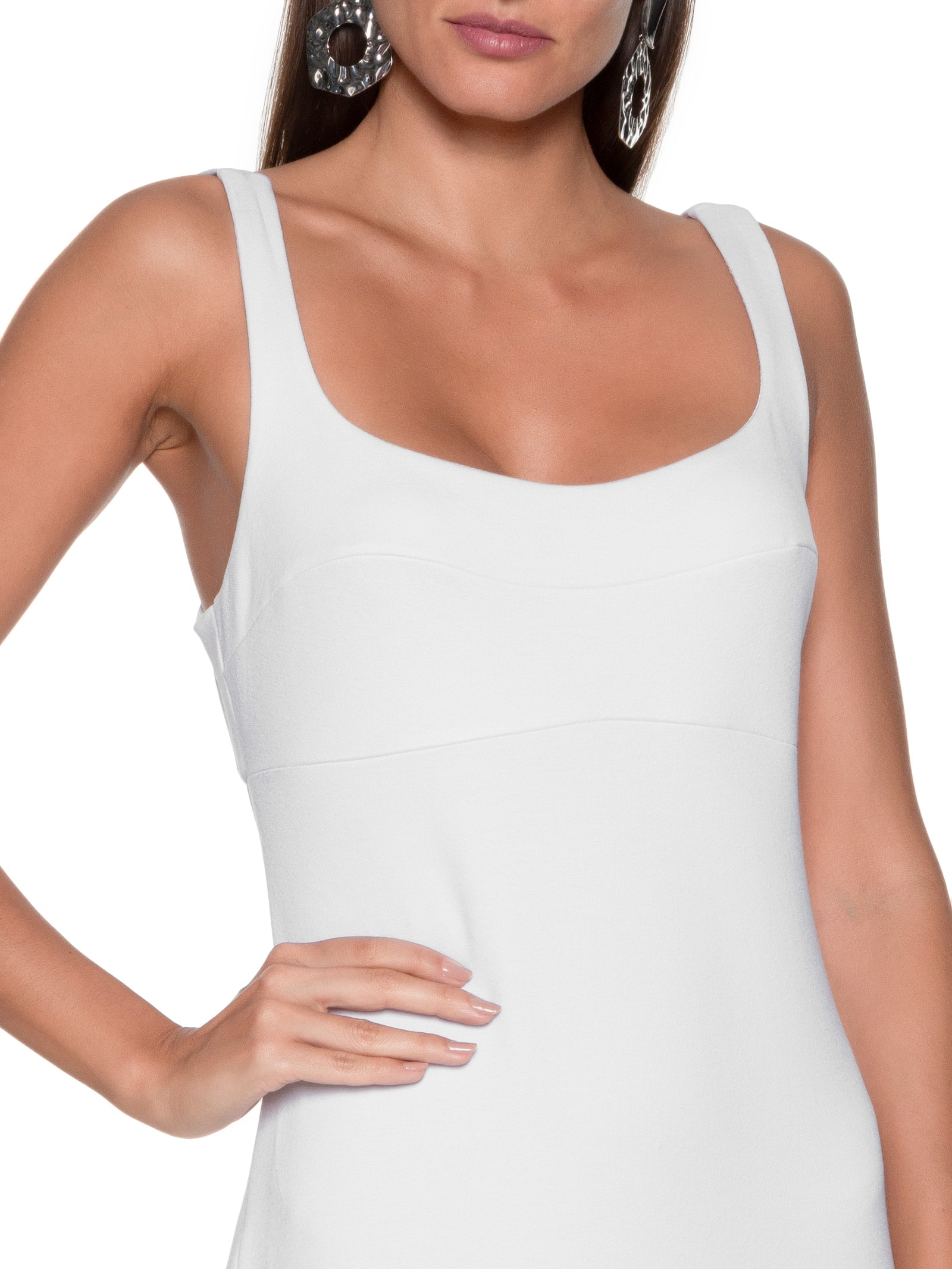 Vestido Midi Com Recorte Branco Colcci