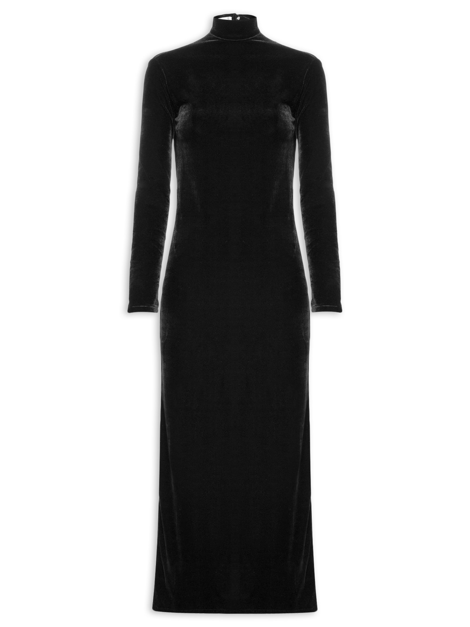 Vestido Midi Com Recorte Nas Costas Em Veludo Preto '2Essential