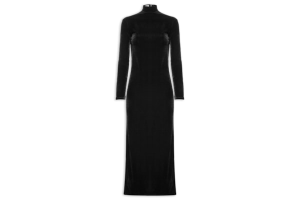 Vestido Midi Com Recorte Nas Costas Em Veludo - Preto