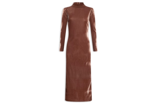 Vestido Midi Com Recorte Nas Costas - Marrom