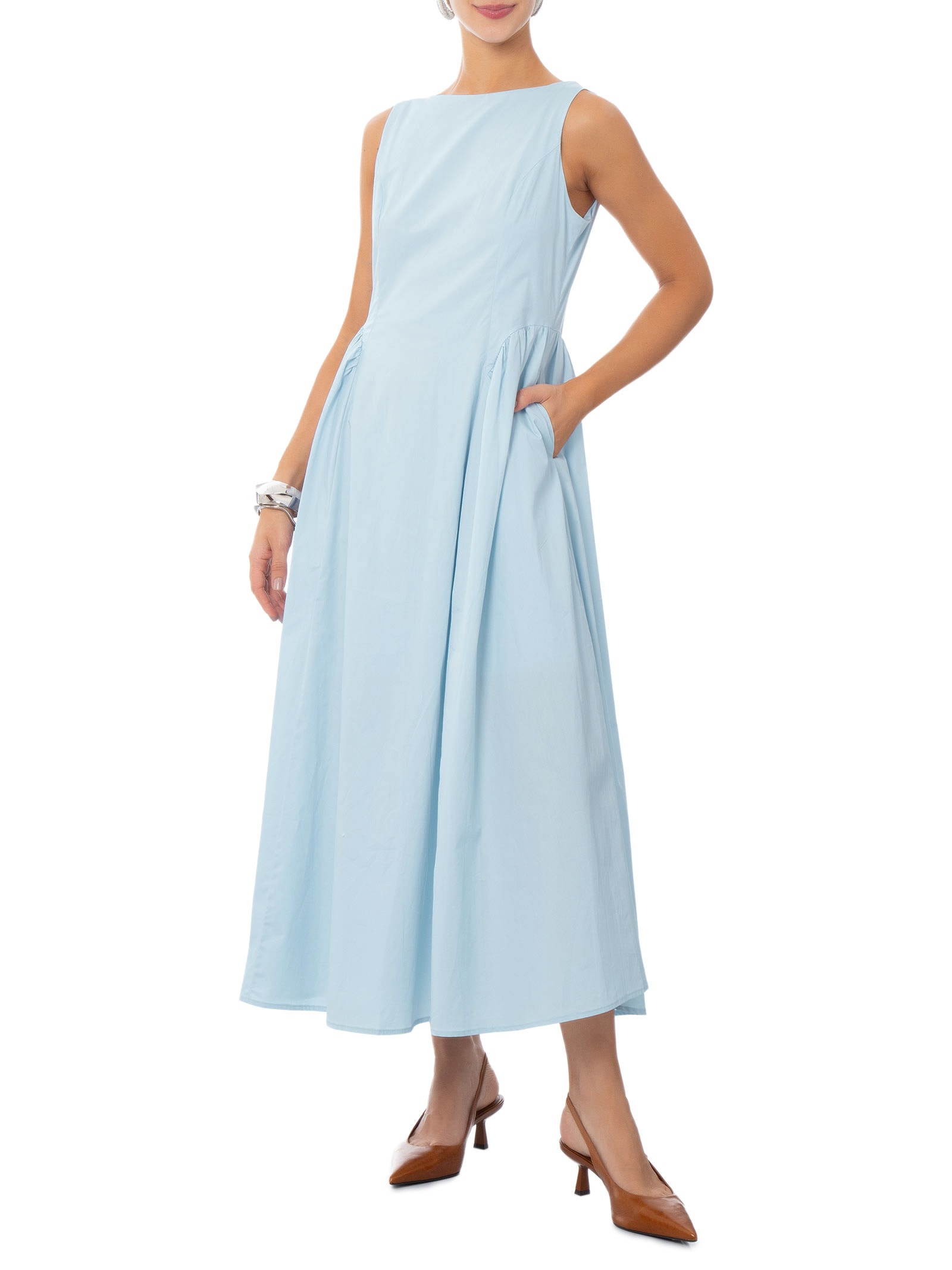 Vestido Midi Com Recortes Azul '2Essential