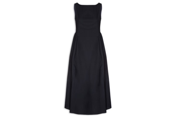 Vestido Midi Com Recortes - Azul Marinho