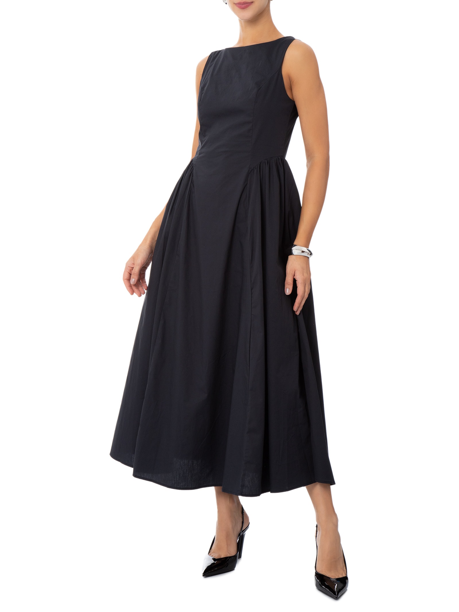 Vestido Midi Com Recortes Azul Marinho '2Essential