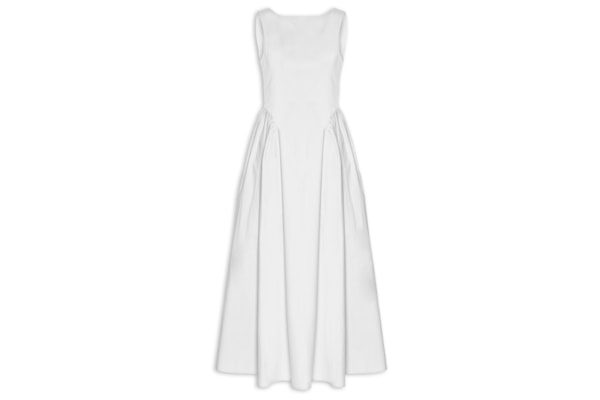 Vestido Midi Com Recortes - Branco