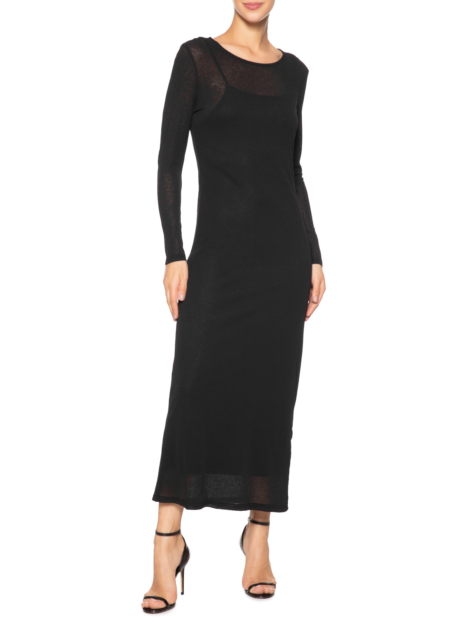 Vestido Midi Com Transparência Preto Market 33