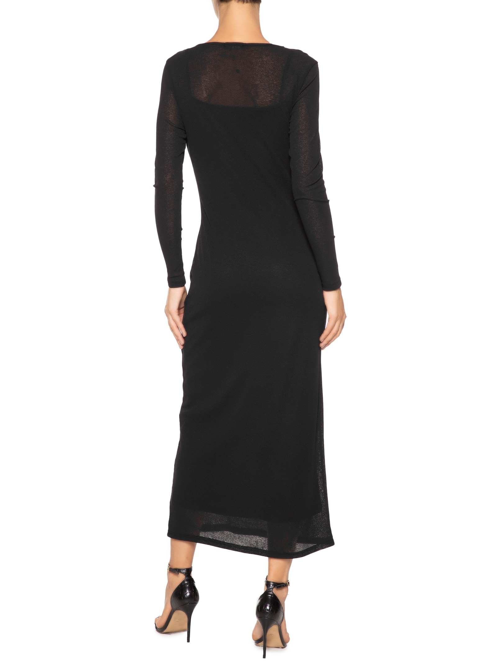 Vestido Midi Com Transparência Preto Market 33