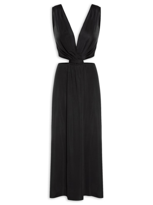 Vestido Midi Com Transpasse No Busto – Preto