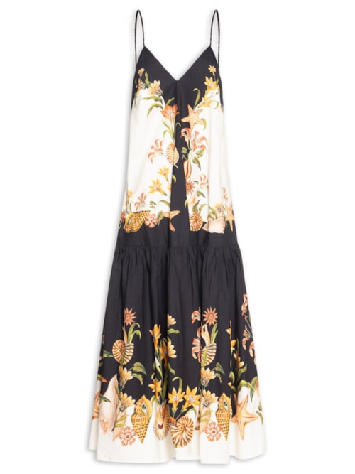 Vestido Midi Concha Surreal - Preto