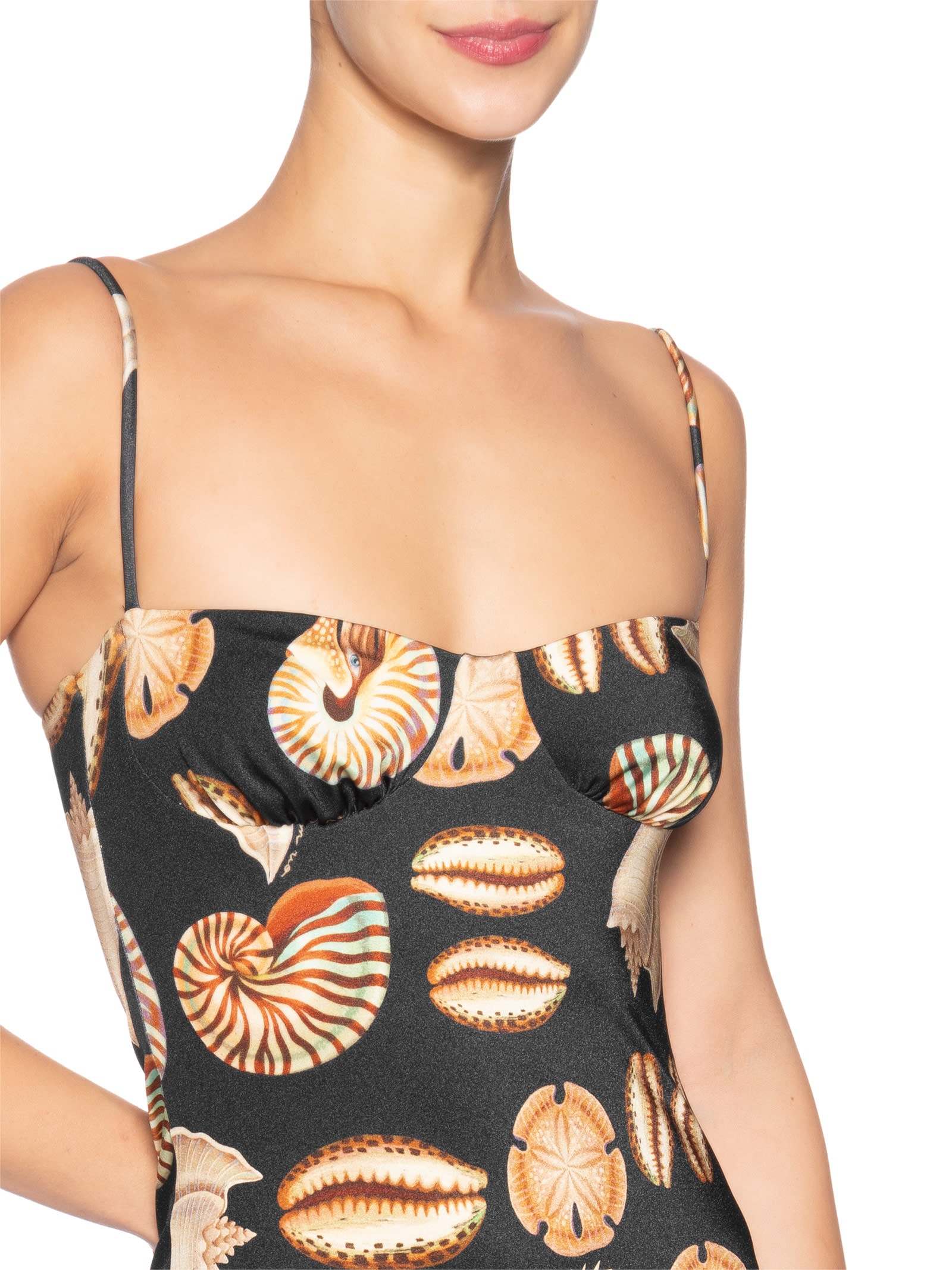 Vestido Midi Conchas Preto Farm