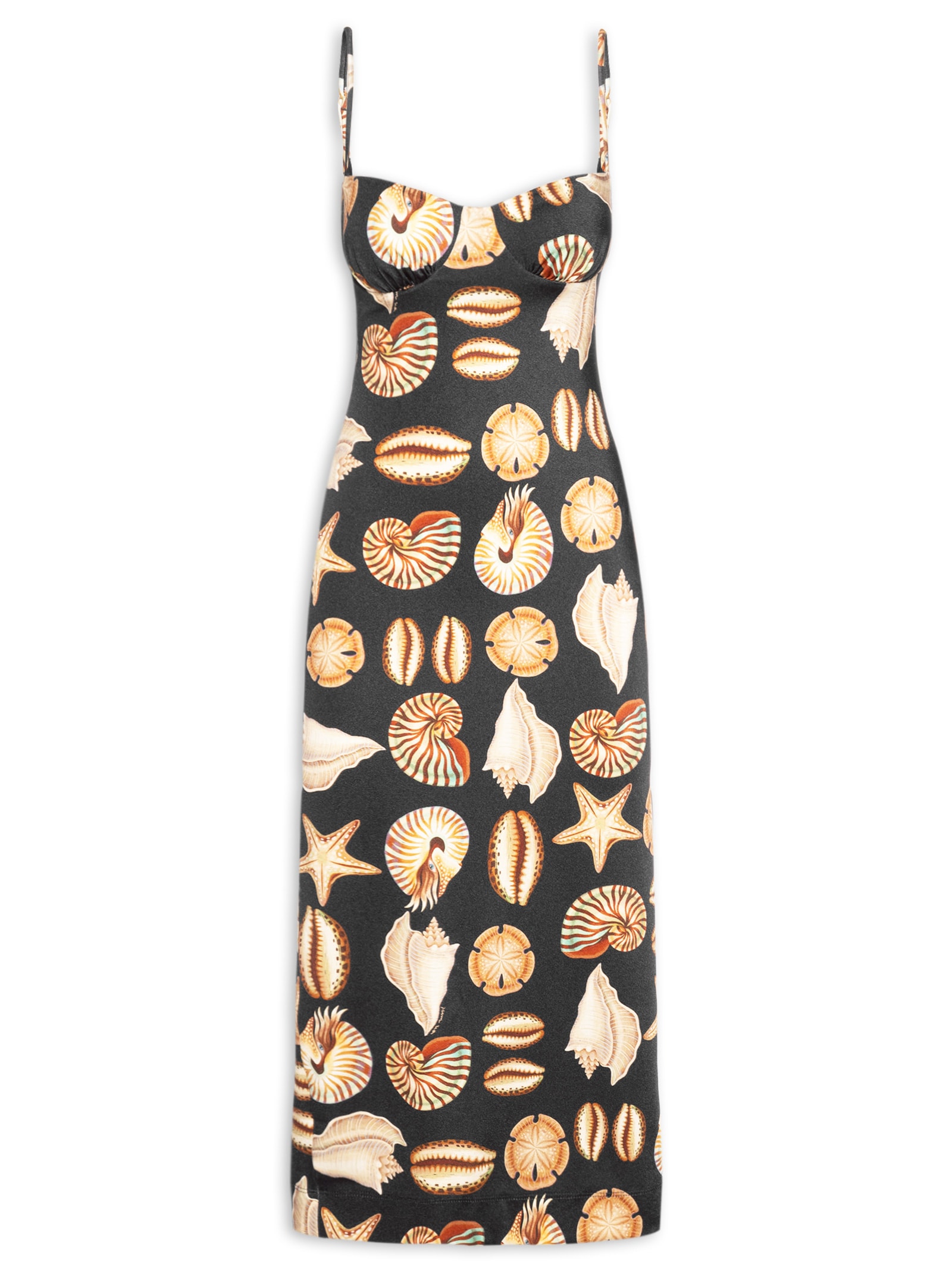 Vestido Midi Conchas Preto Farm