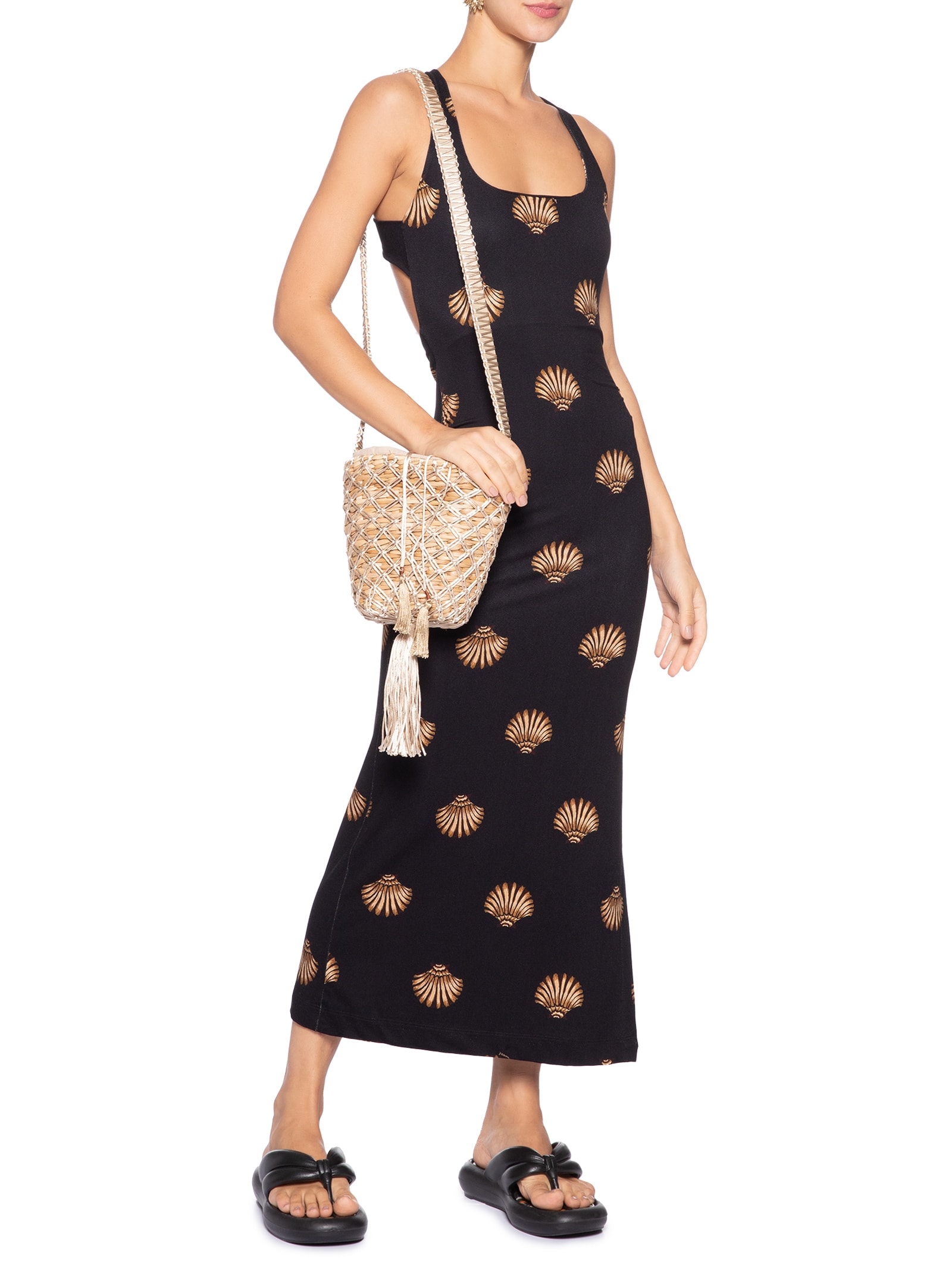 Vestido Midi Conchita Preto Farm