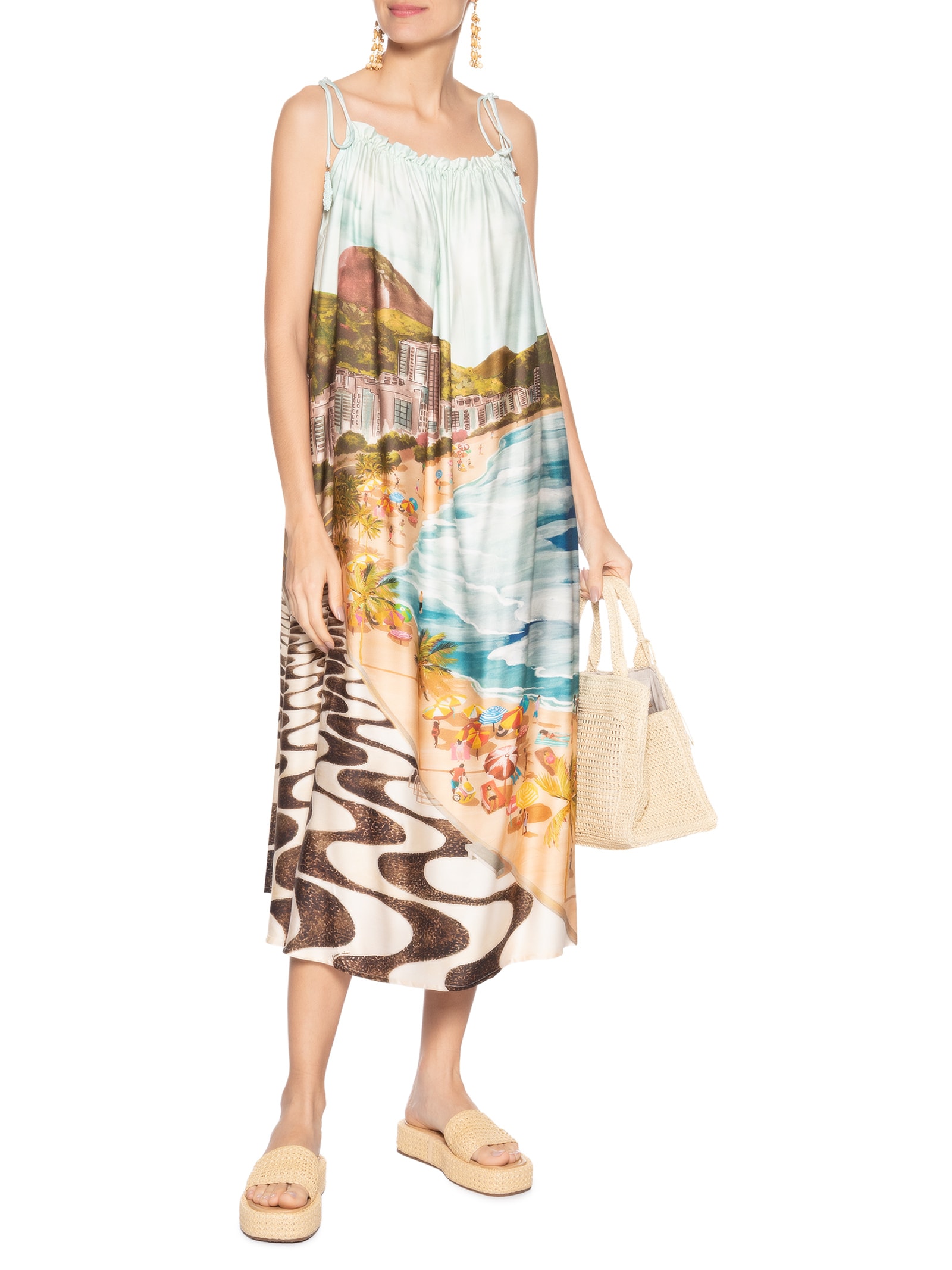 Vestido Midi Copacabana Azul Farm