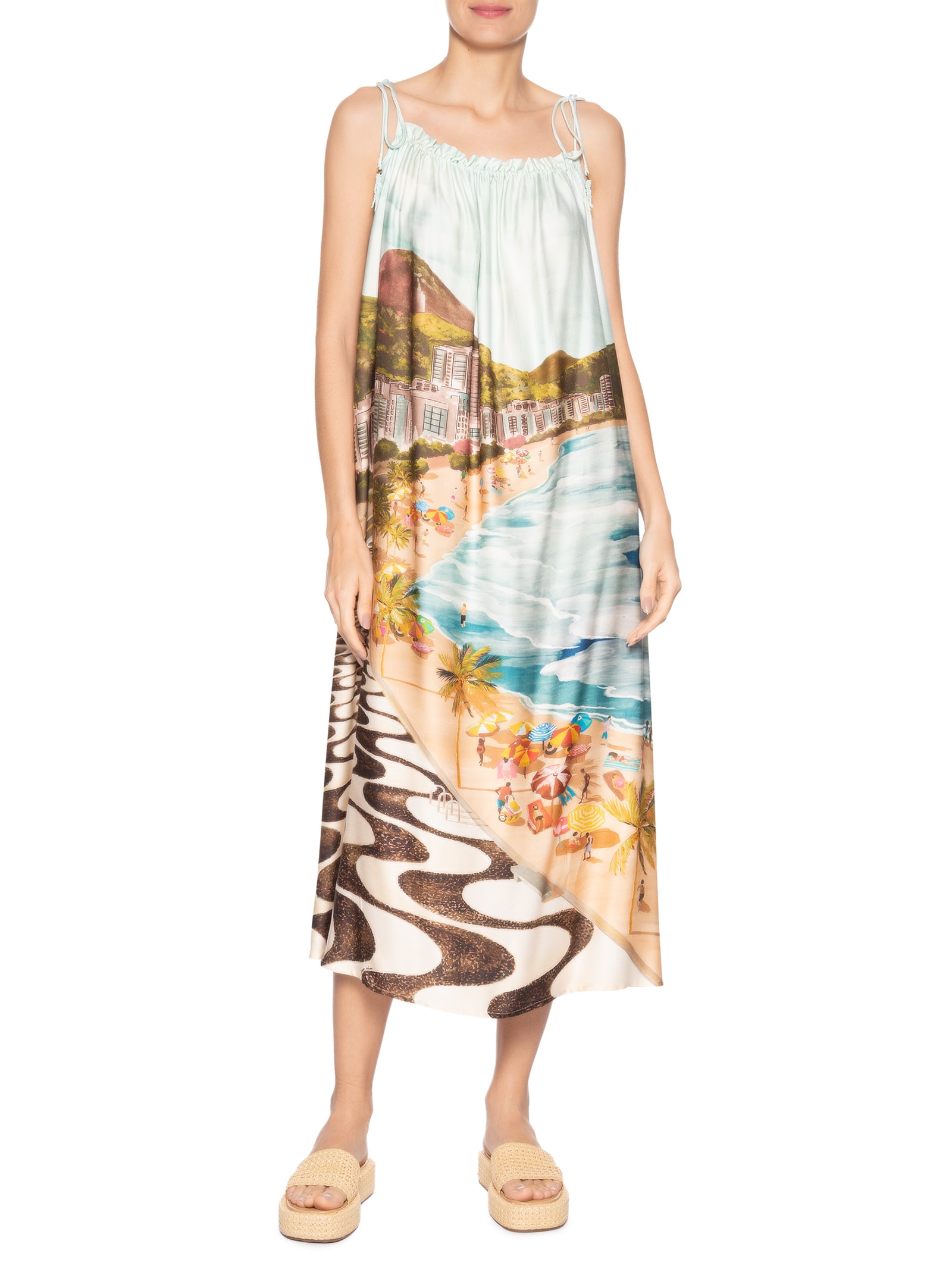 Vestido Midi Copacabana Azul Farm