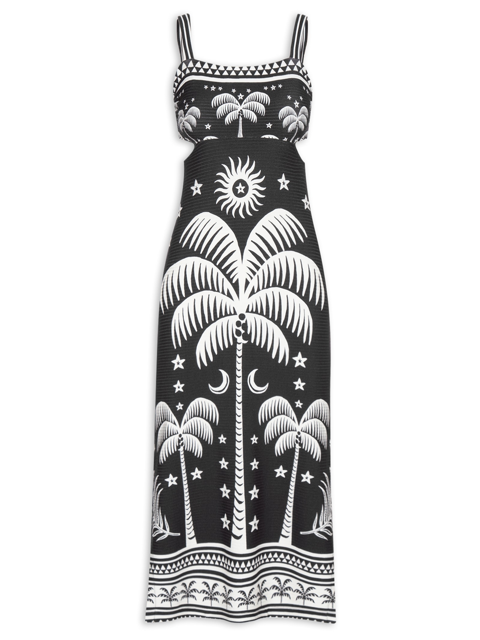 Vestido Midi Coqueiral Preto  Farm