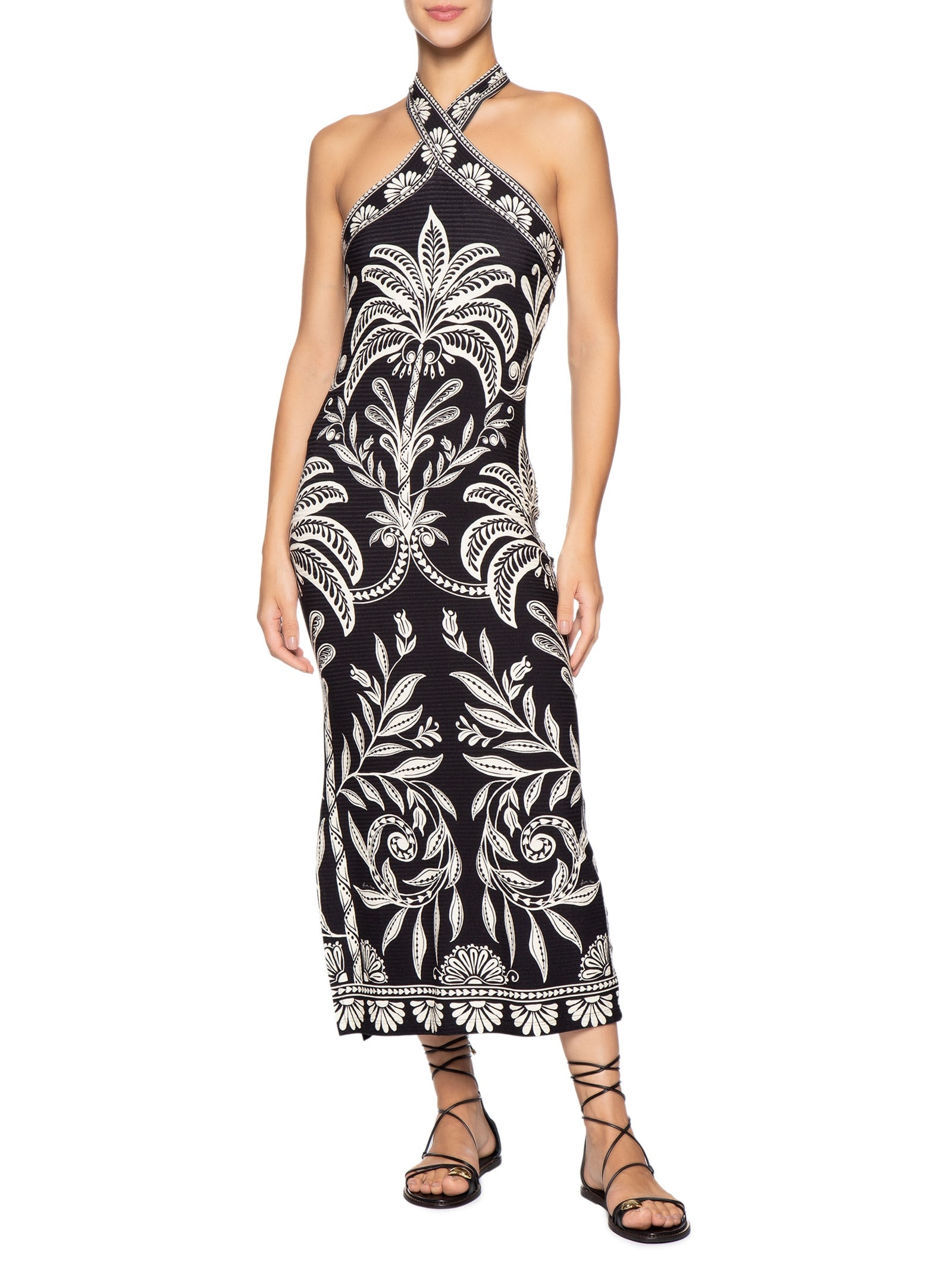 Vestido Midi Coqueiro Sereno Preto Farm