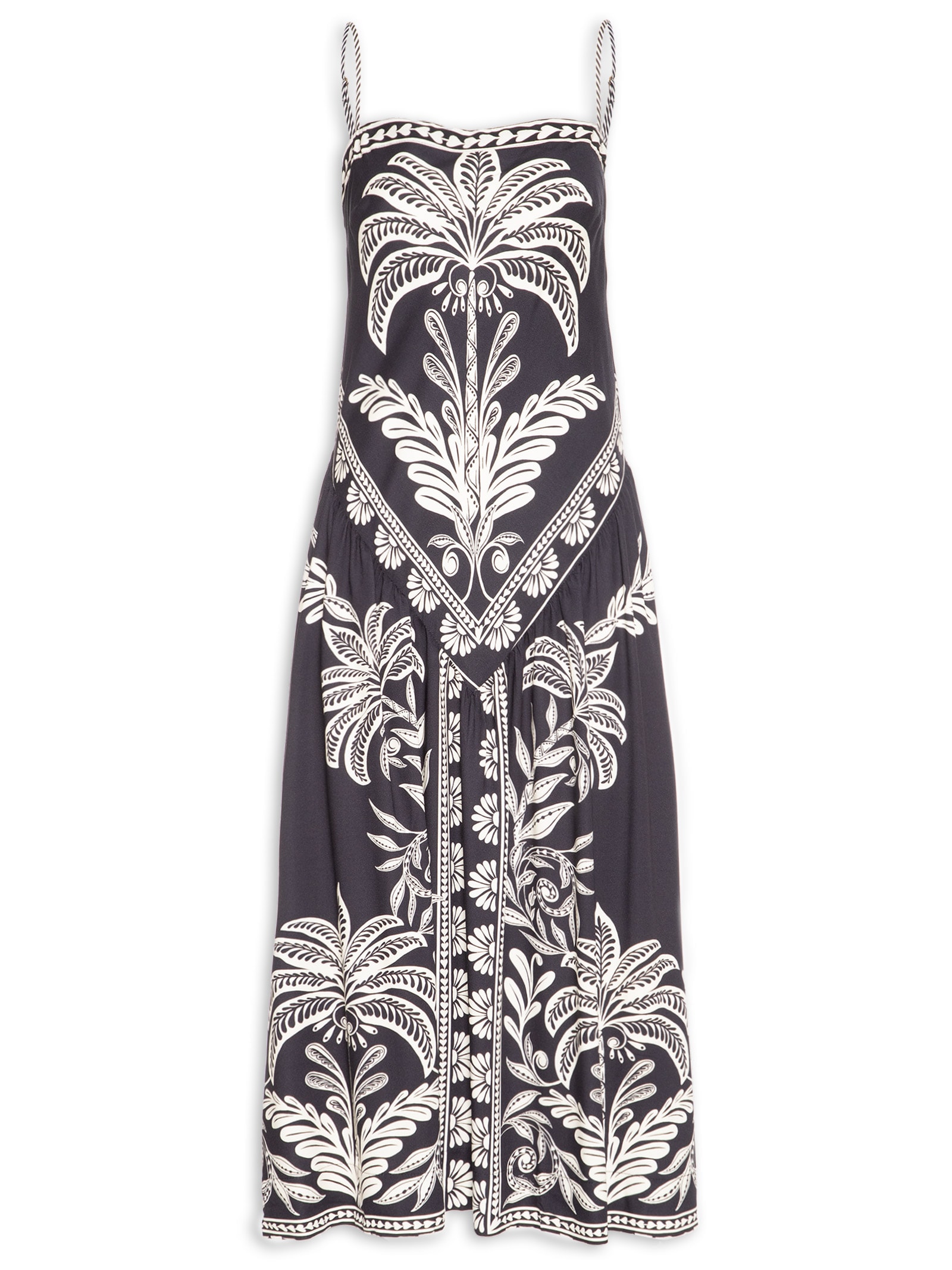 Vestido Midi Coqueiro Sereno Preto Farm