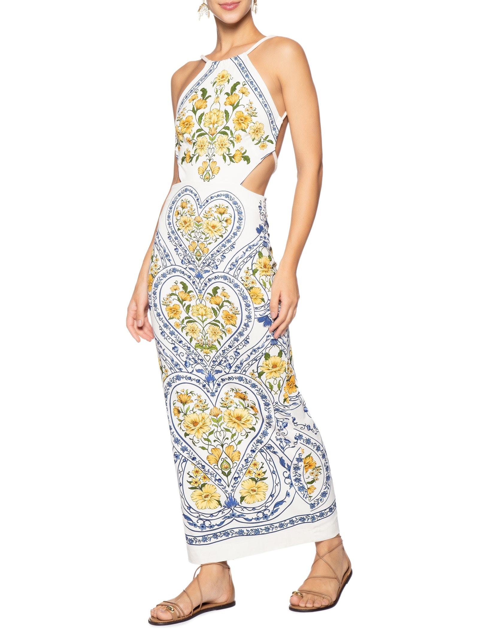 Vestido Midi Coração Boho Azul Farm