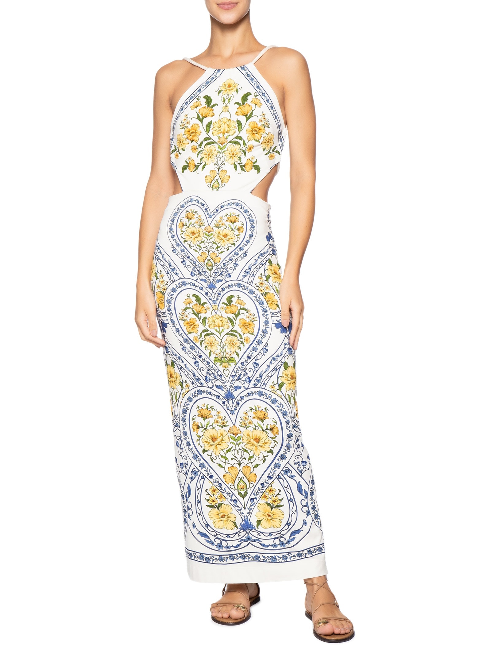 Vestido Midi Coração Boho – Azul Farm