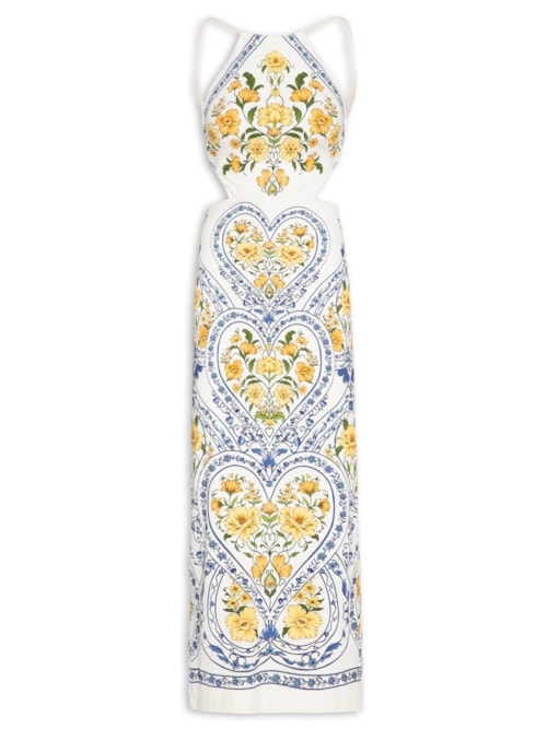 Vestido Midi Coração Boho – Azul