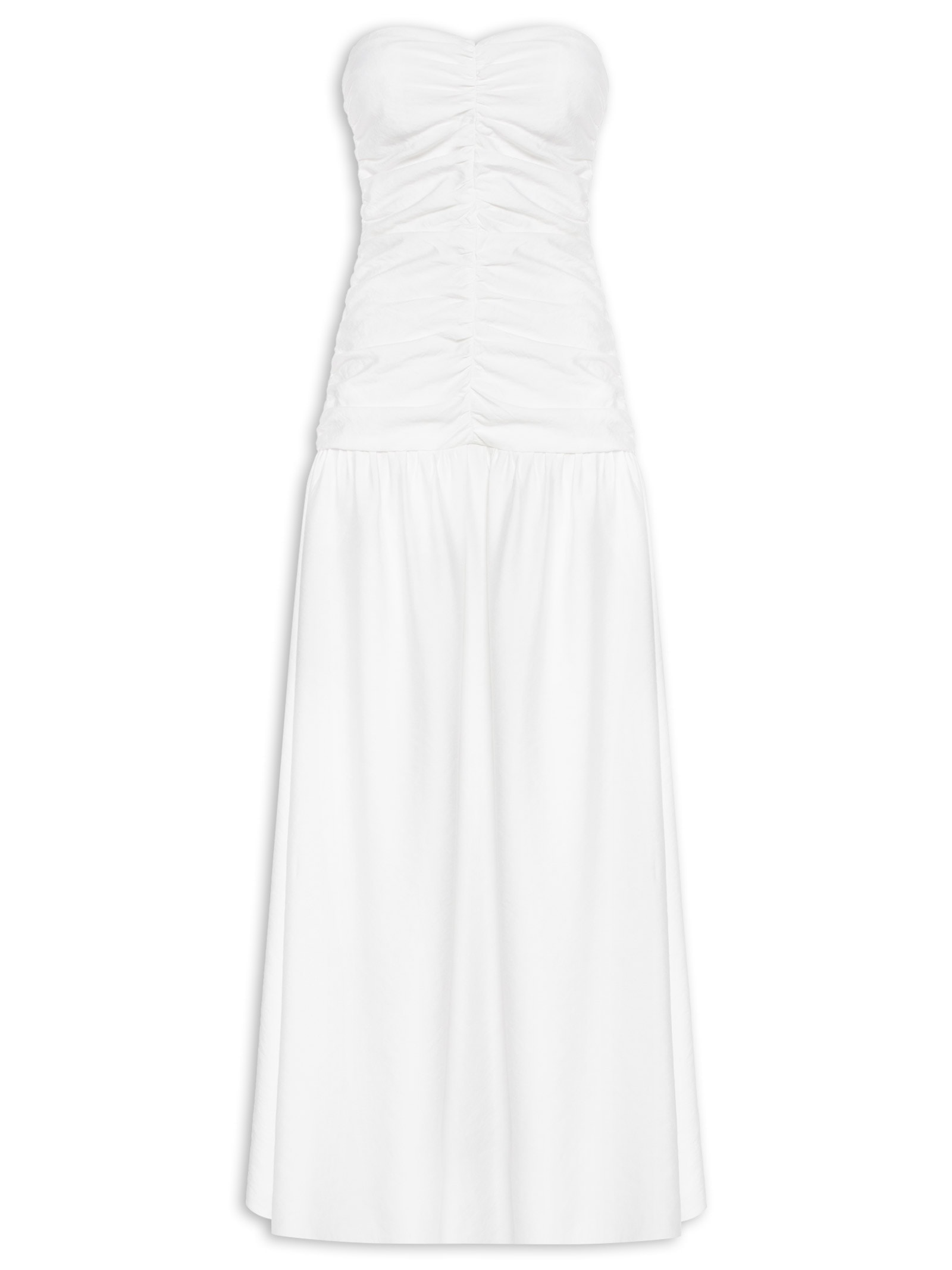 Vestido Midi Corpo Franzido Branco Dress To
