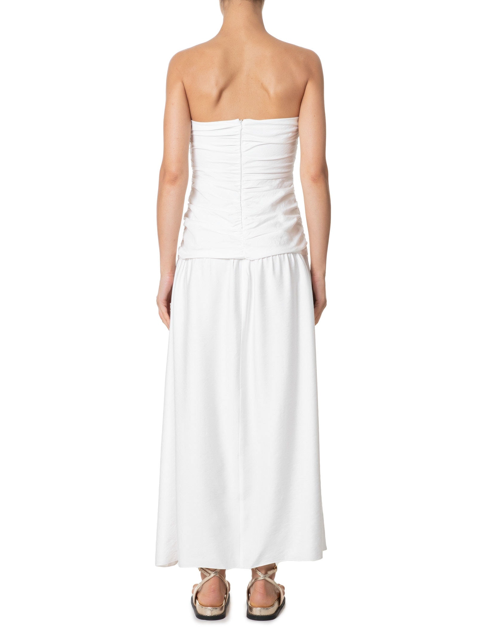 Vestido Midi Corpo Franzido Branco Dress To