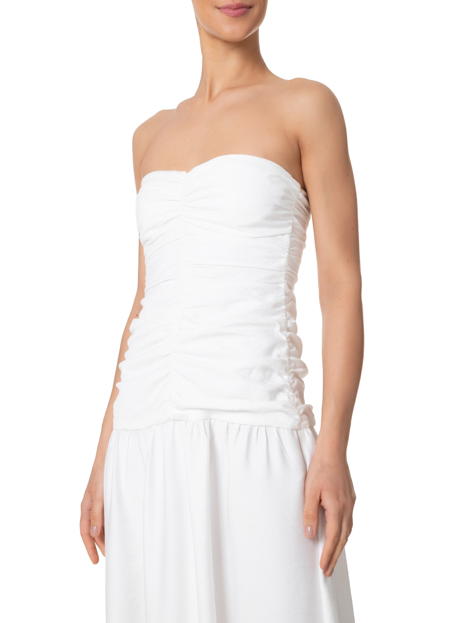 Vestido Midi Corpo Franzido Branco Dress To