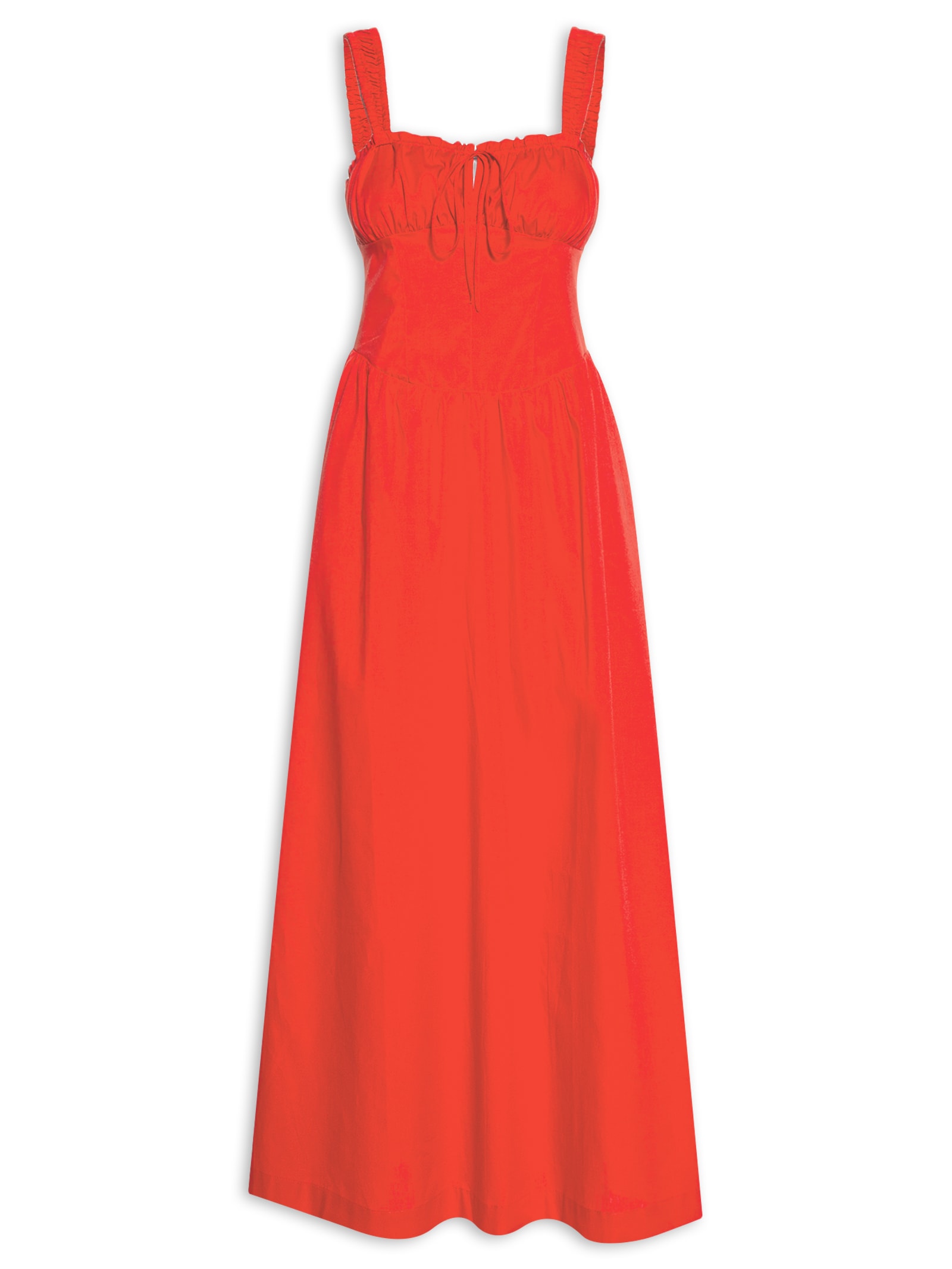 Vestido Midi Corset Franzidos Vermelho