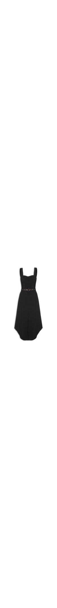 Vestido Midi Crepe Com Cinto - Preto