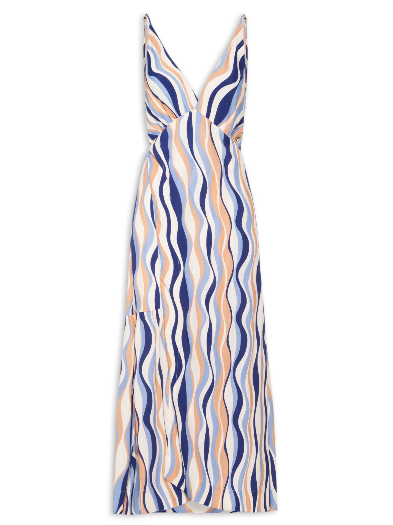 Vestido Midi Crepe Estampa Carioca Azul Dress To