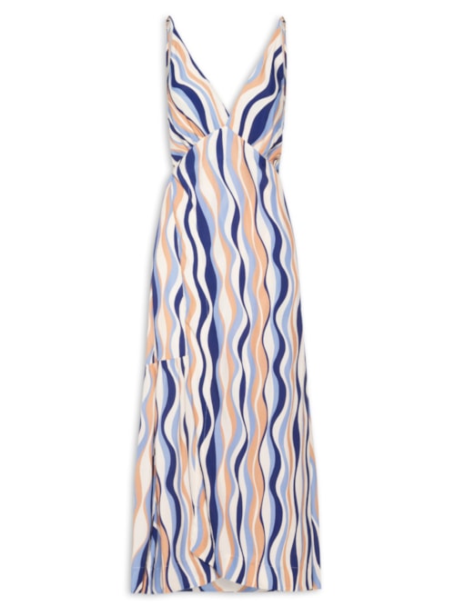Vestido Midi Crepe Estampa Carioca – Azul