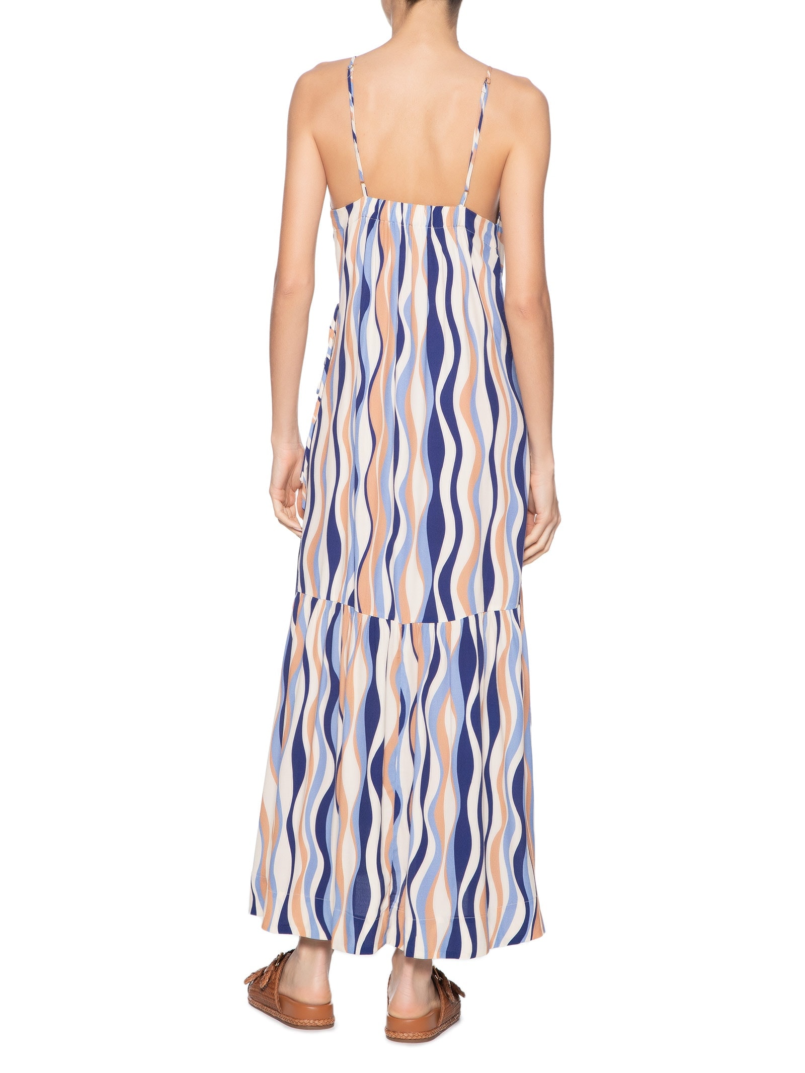 Vestido Midi Crepe Estampa Carioca Azul Dress To