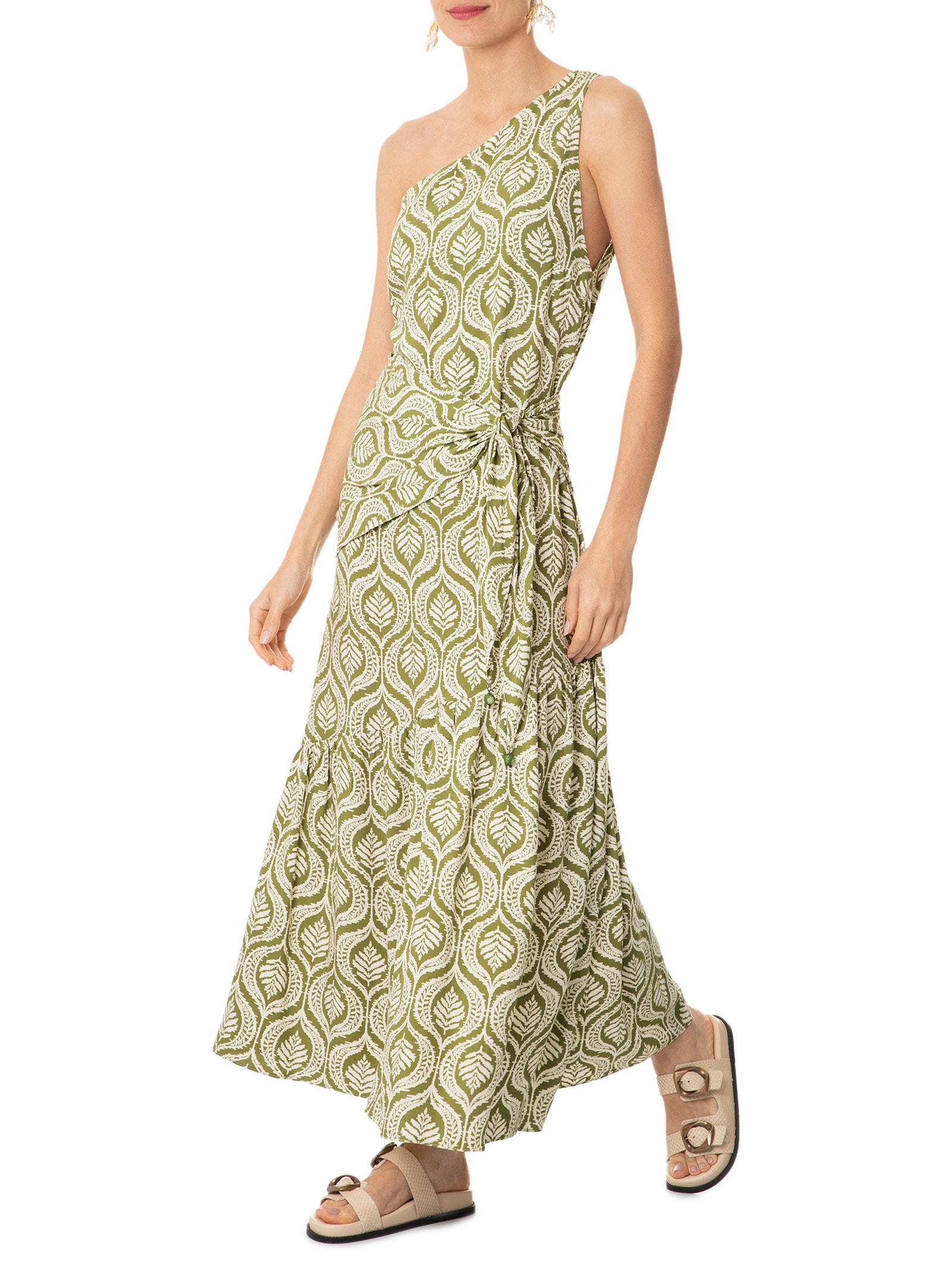 Vestido Midi Crepe Estampa Jardim Verde Dress To